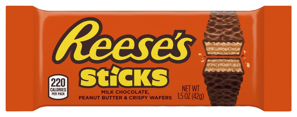 Reeses Sticks 42g Reeses oplatky plněné arašídovým máslem s polevou z mléčné čokolády 

Složení: burákové máslo (45%) (arašídy, cukr, dextróza, kakaové máslo, hydrogenovaný rostlinný olej (palmový), sůl, kukuřičný  ...